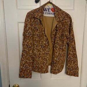 Vintage 90s I.B. Diffusion Women’s tan Leopard Print collared shirt